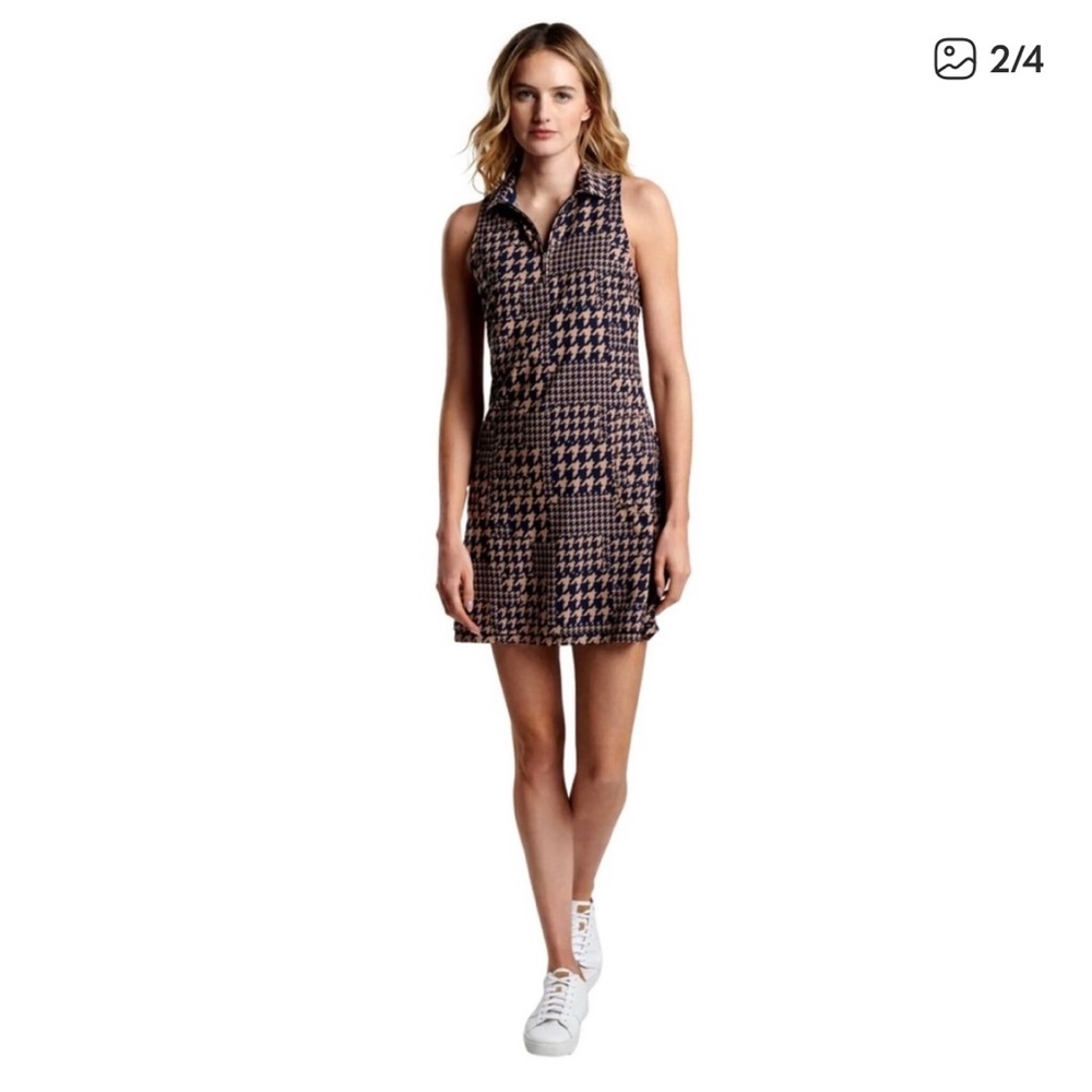 Peter Millar Carner Houndstooth Sleeveless Golf Dress UV Protection NWT Sz M